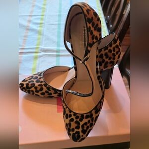 NEW! KATE SPADE Leopard Print Pointed Toe Ankle Strap Pumps - Women